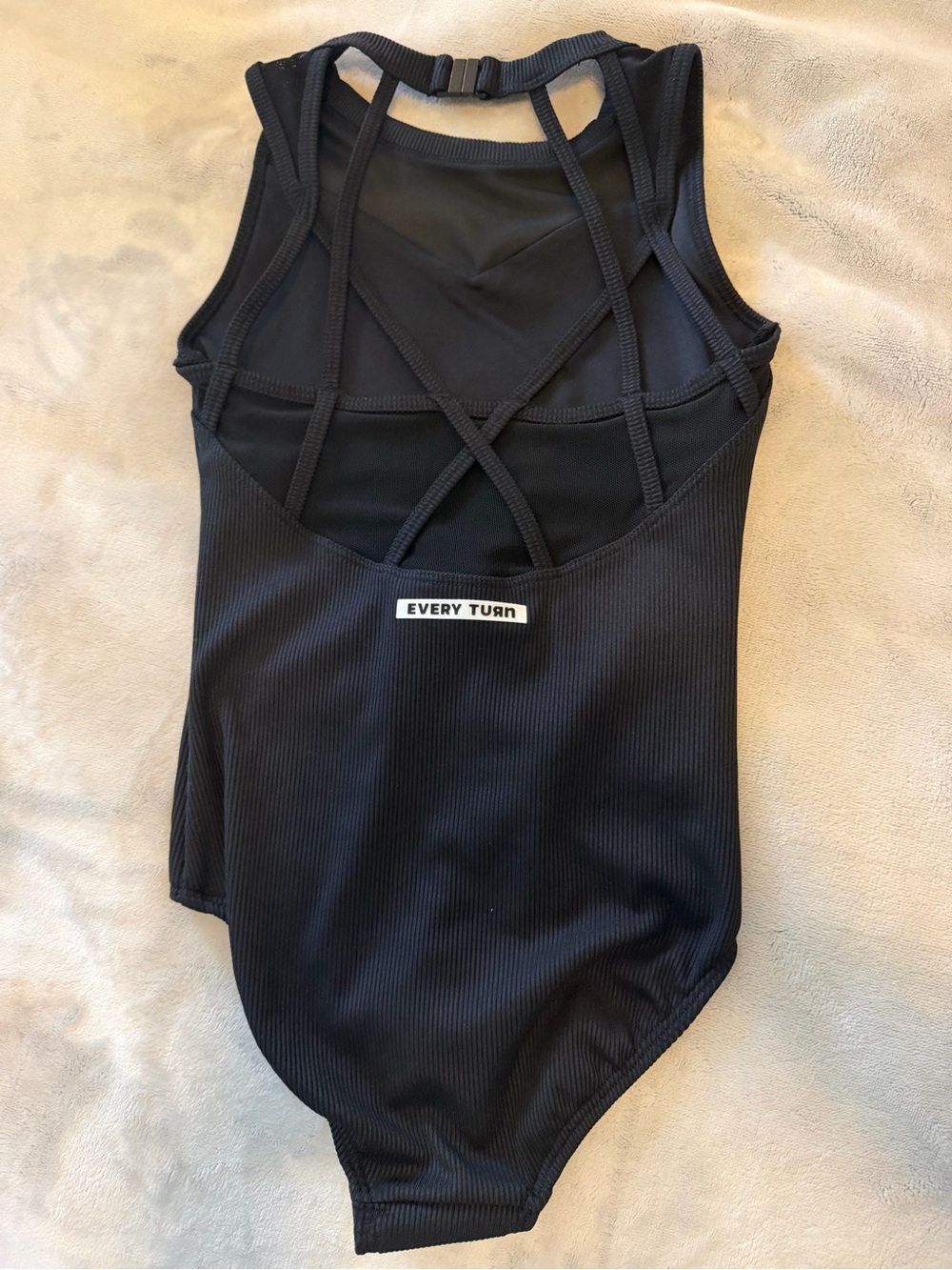 Kids' Black Ribbed One-Piece Bodysuit